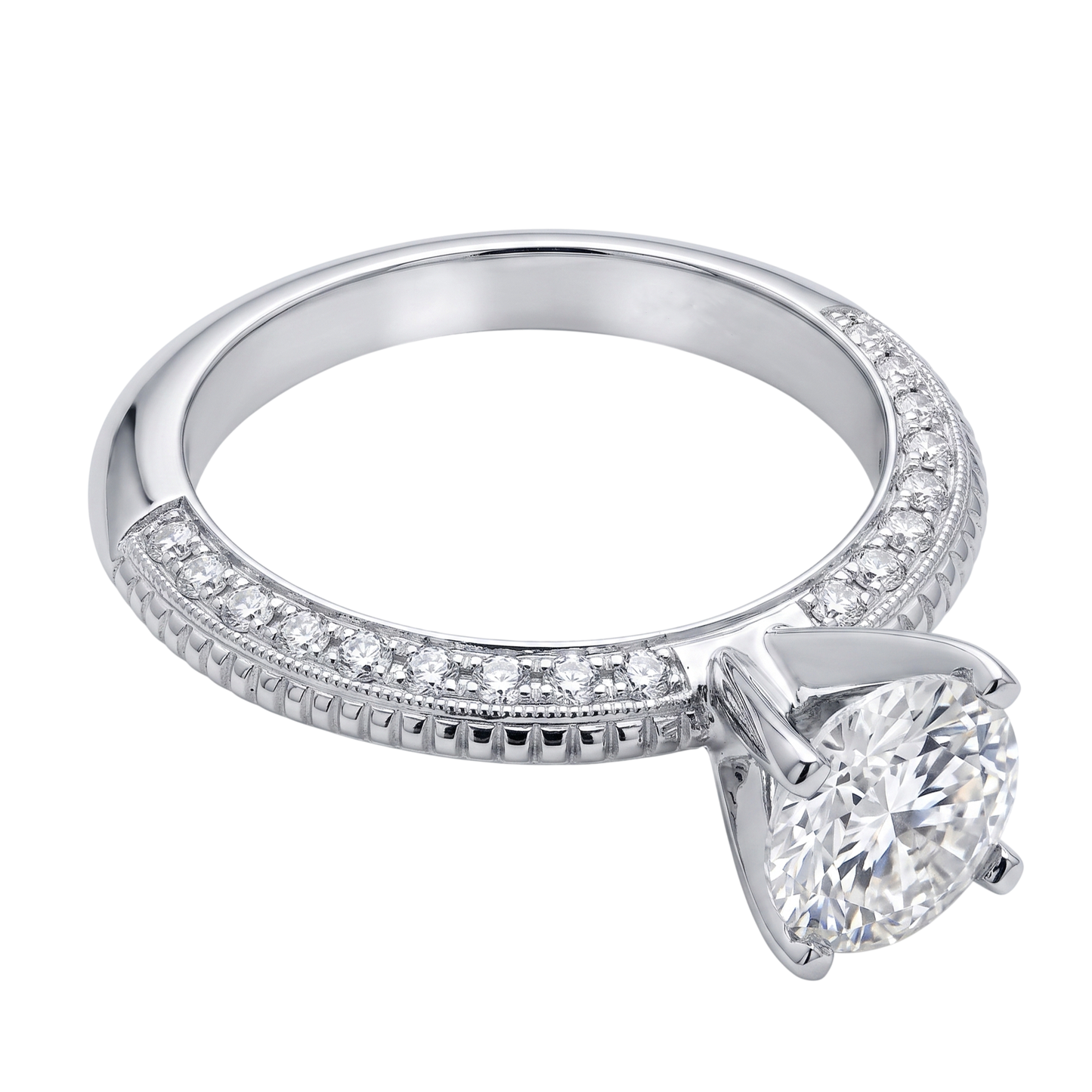 2 ct. Runder Mikropflaster Echt Aus der Erde Abgebauter Natürlicher Diamant-Verlobungsring Weißgold 14K
