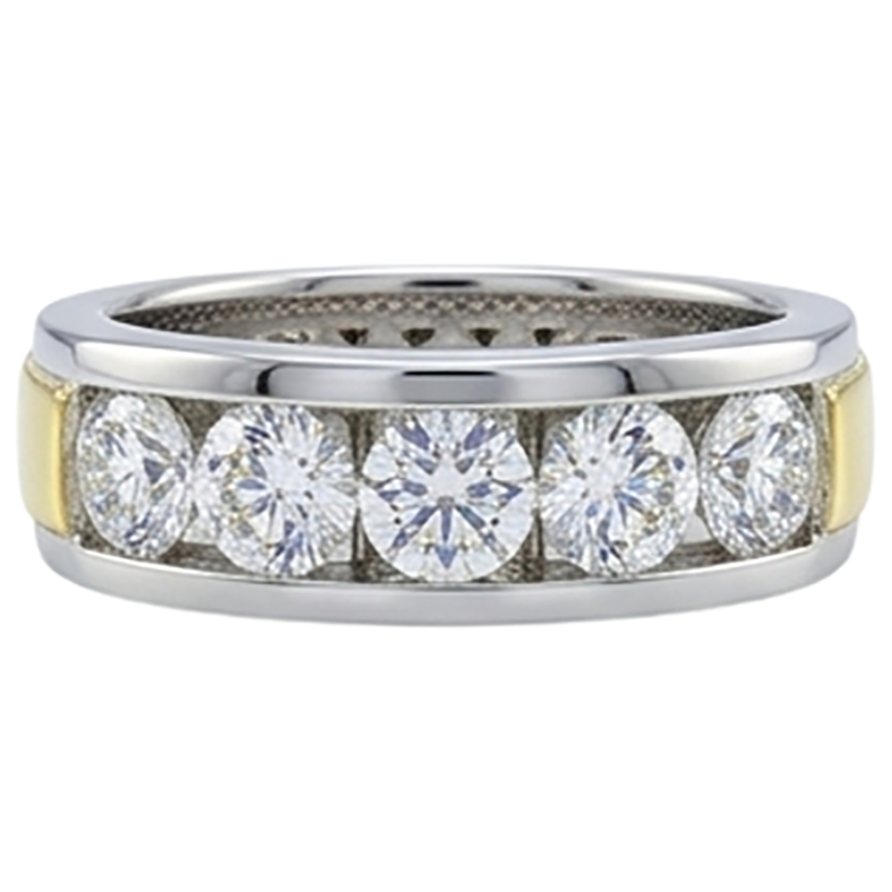2 ct Rundschliff Echt Aus der Erde Abgebauter Natürlicher Diamant Herrenband Schmuck Neu