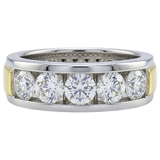 2 ct Rundschliff Echt Aus der Erde Abgebauter Natürlicher Diamant Herrenband Schmuck Neu