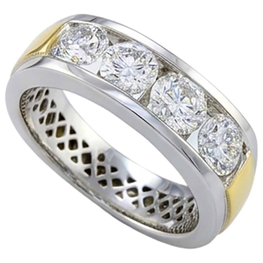 2 ct Rundschliff Echt Aus der Erde Abgebauter Natürlicher Diamant Herrenband Schmuck Neu