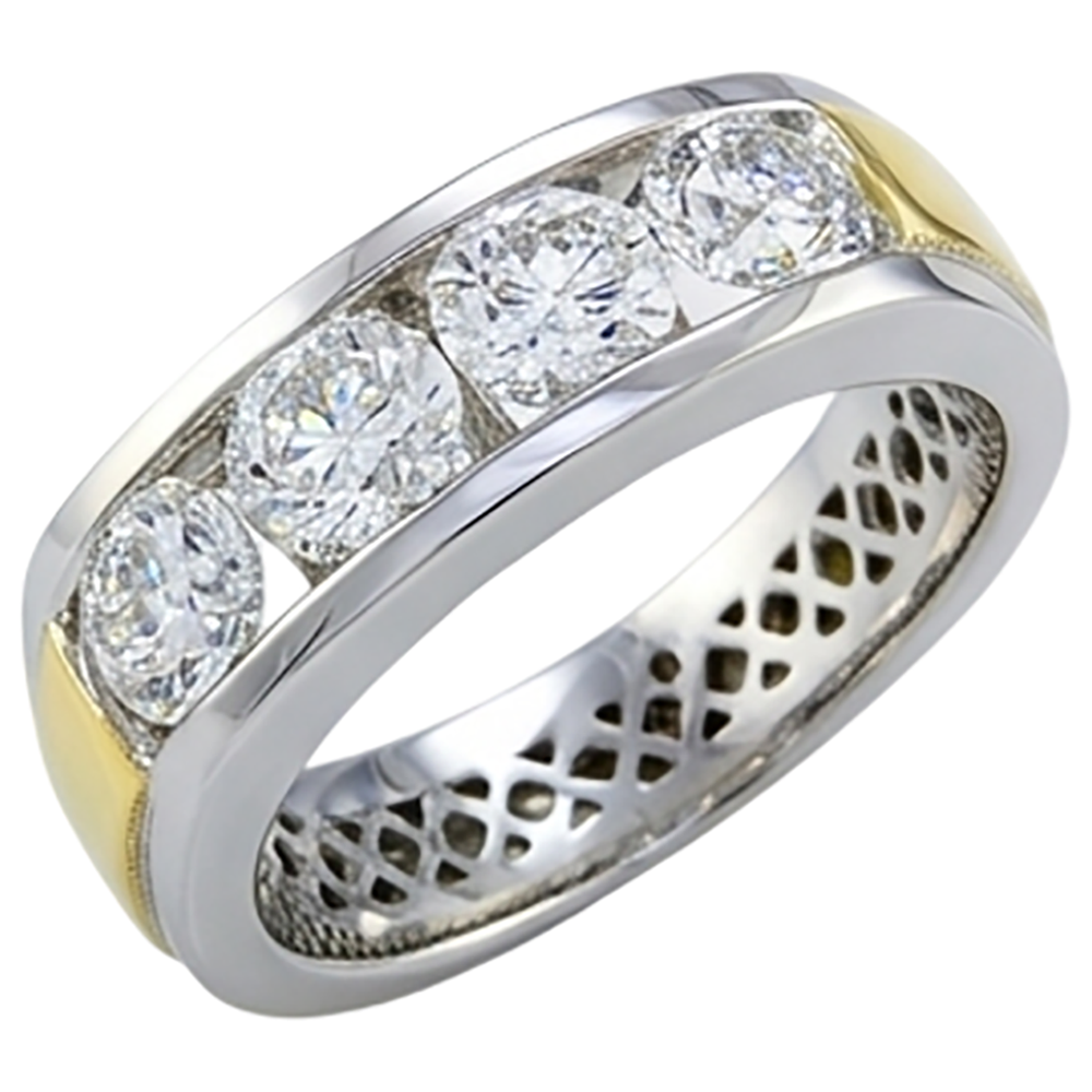 2 ct Rundschliff Echt Aus der Erde Abgebauter Natürlicher Diamant Herrenband Schmuck Neu