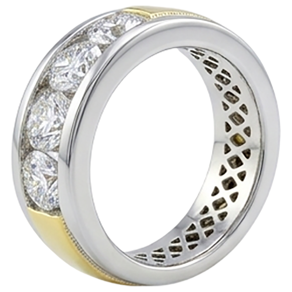 2 ct Rundschliff Echt Aus der Erde Abgebauter Natürlicher Diamant Herrenband Schmuck Neu