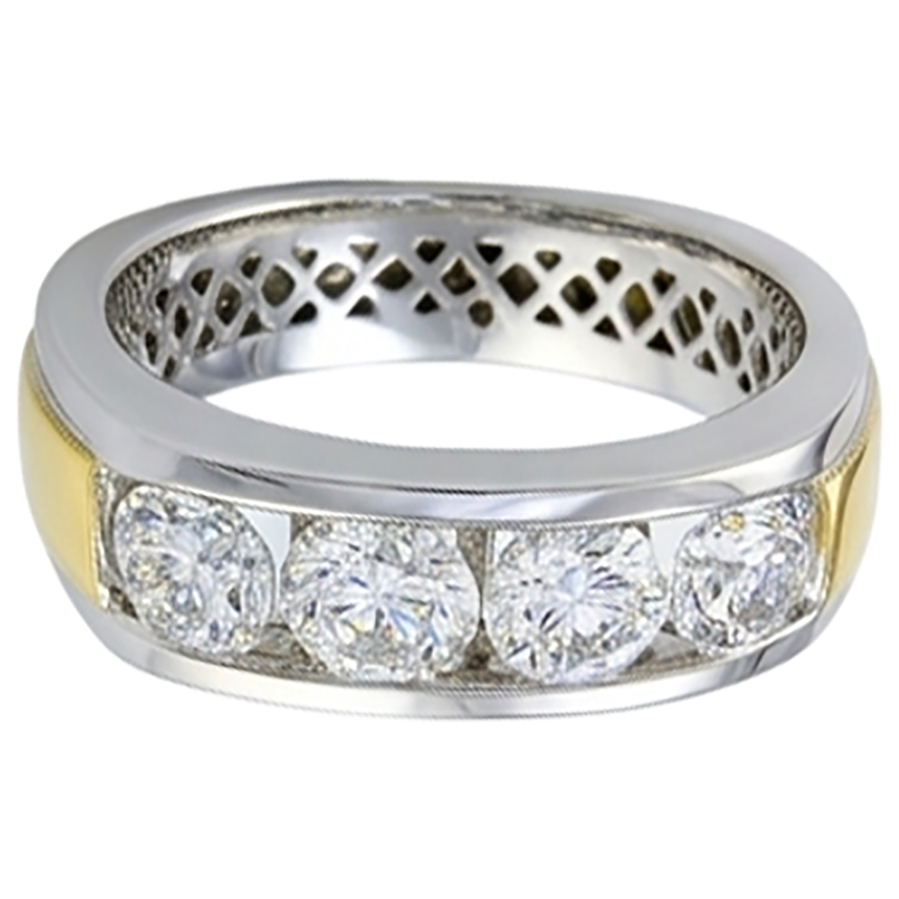 2 ct Rundschliff Echt Aus der Erde Abgebauter Natürlicher Diamant Herrenband Schmuck Neu