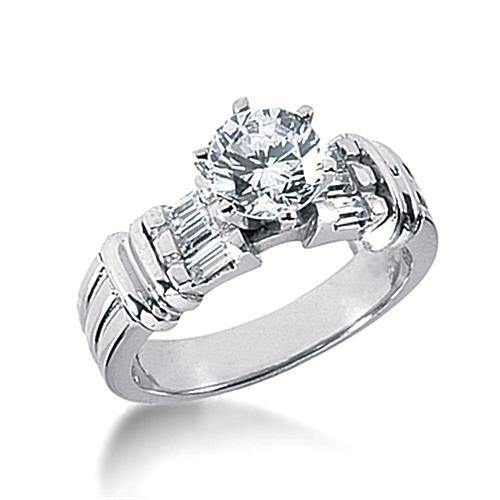 2 ct. Echt Diamant-Verlobungsring Weißgold Baguette Akzente