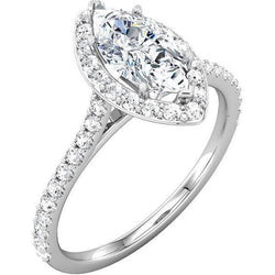 2 ct. Halo Echt Aus der Erde Abgebauter Natürlicher Diamant Marquise & Runder Ehering