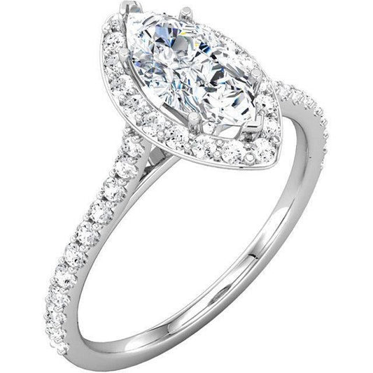 2 ct. Halo Echt Diamant Marquise & Runder Ehering