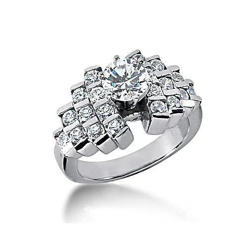 2 ct. Natürliche Diamanten-Verlobungsring Weißgold 14K Krappenfassung