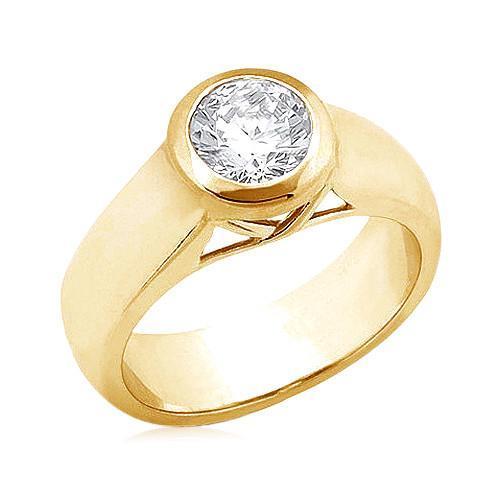 2 ct. Runder Echt Diamant-Solitärring aus Gelbgold Neu