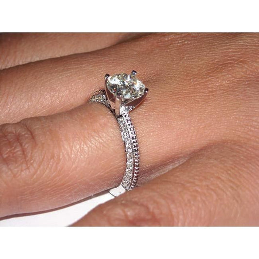 2 ct. Runder Mikropflaster Echt Aus der Erde Abgebauter Natürlicher Diamant-Verlobungsring Weißgold 14K