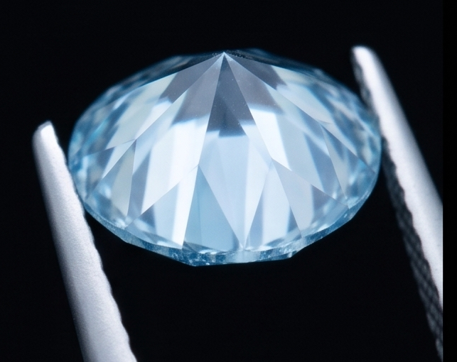 2 Karat Rundschliff Blau Verstärkter Loser Echter Diamant - view 1