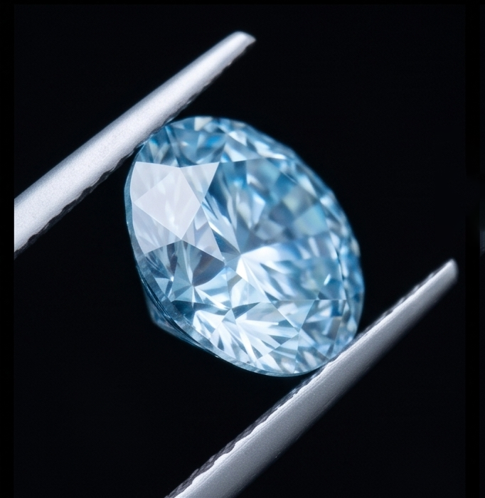2 Karat Rundschliff Blau Verstärkter Loser Echter Diamant - view 3