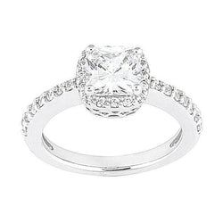 2.01 Karat Halo Cushion Center Echt Aus der Erde Abgebauter Natürlicher Diamant-Verlobungsring Weißgold 14K