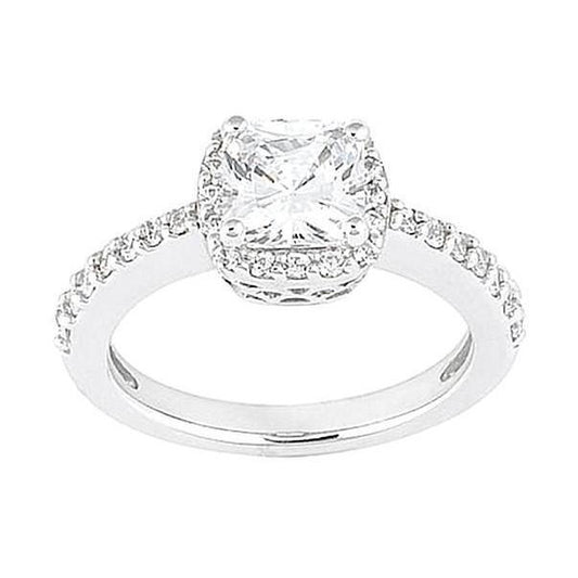 2.01 Karat Halo Cushion Center Echt Aus der Erde Abgebauter Natürlicher Diamant-Verlobungsring Weißgold 14K