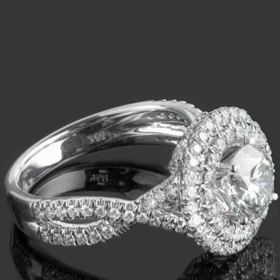 Edler Diamant Anniversary Ring 2,50-Karat 14K Weißgold – Frontansicht