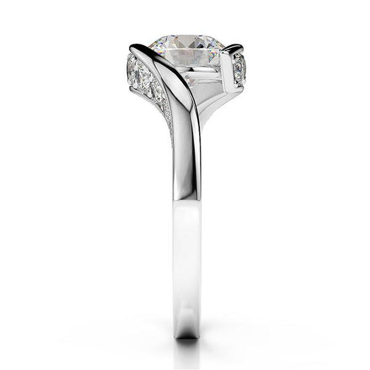 2.75 Karat funkelnder runder Echt Aus der Erde Abgebauter Natürlicher Diamant-Hochzeits-Solitär-Ring Weiß 14K