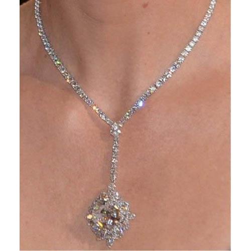 20 Kt. Rundschliff-Natürlich Diamanten-Damen-Halskette mit Kette