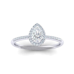 2,05 Karat Birne Halo Echt Aus der Erde Abgebauter Natürlicher Diamantring Gold