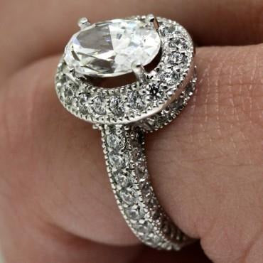 2,05 Karat Vintage Stil Halo Echt Aus der Erde Abgebauter Natürlicher Diamant Ehering Weißgold 14K