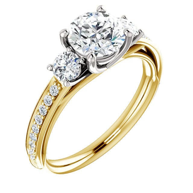 2,05 Karat runder Echt Brillantdiamanten Verlobungsring mit drei Steinen