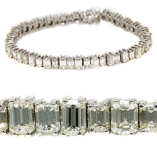 20,80 Ct Smaragdschliff Natürlich Diamant Tennisarmband Massiv Weißgold Schmuck