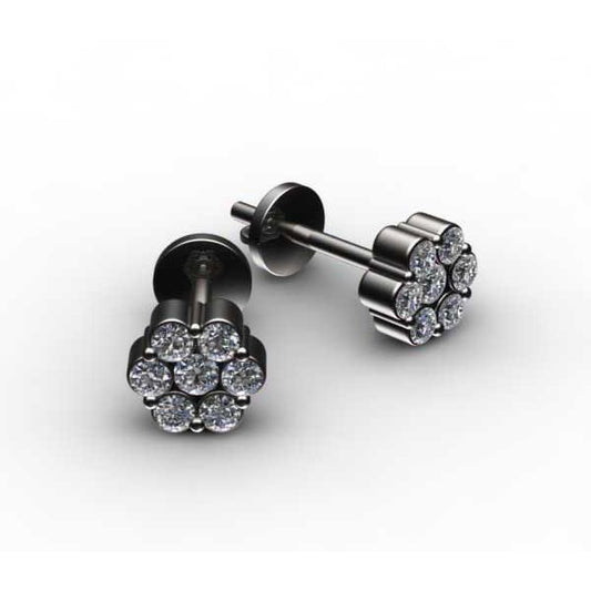 2,10 ct runder Echt Diamant-Blumen-Ohrstecker-Ohrring