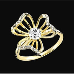 2,10 ct.Echt DiamantBlume Design Verlobungsring Gelbgold