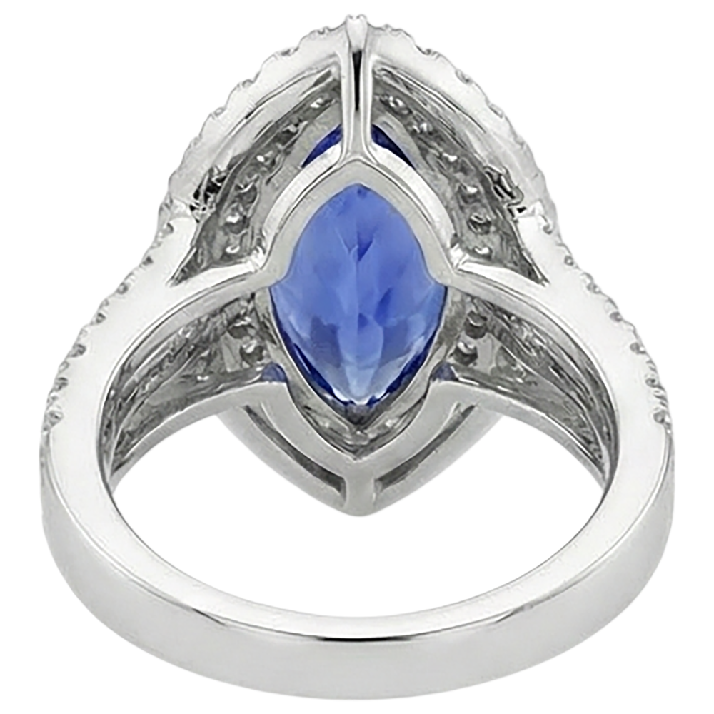 21,25 ct Solitär mit Akzent Tansanit mit Aus der Erde Abgebauter Natürlicher Diamanten Ring Gold 14K