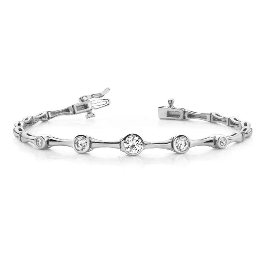 2,20 ct Lünette Set Runden Journey Style Echt Diamantarmband Weißgold