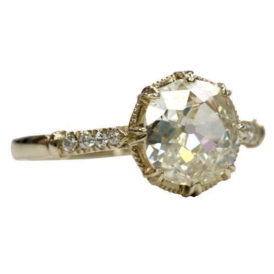 2,25 Karat alter Bergmann Cut Echt Diamant-Verlobungsring Gold 14K