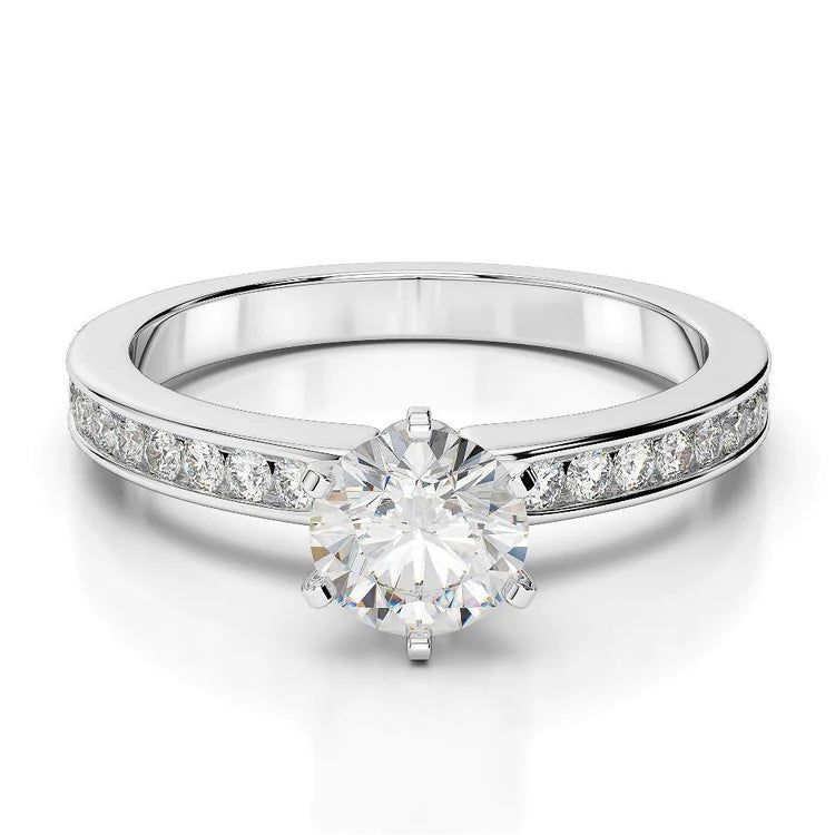 2,25 Karat funkelnder runder Natürlich Diamant-Verlobungsring Weißgold 14K