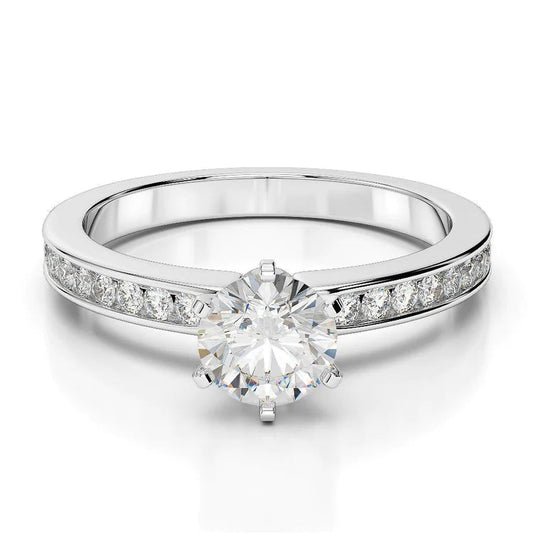 2,25 Karat funkelnder runder Natürlich Diamant-Verlobungsring Weißgold 14K