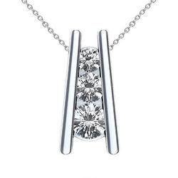 2,25 ct Drei-Stein-Echt Diamanten-Leiter-Anhänger-Halskette