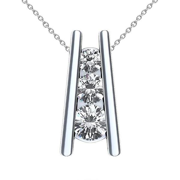 2,25 ct Drei-Stein-Echt Diamanten-Leiter-Anhänger-Halskette