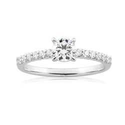 2,25 ct Echt Aus der Erde Abgebauter Natürlicher Diamant-Ehering mit Akzent im Rundschliff