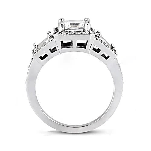 2,25 ct. Verlobungsring mit drei Steinen und Echt Diamanten im Princess-Schliff
