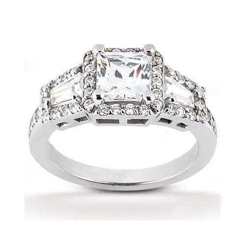 2,25 ct. Verlobungsring mit drei Steinen und Echt Diamanten im Princess-Schliff