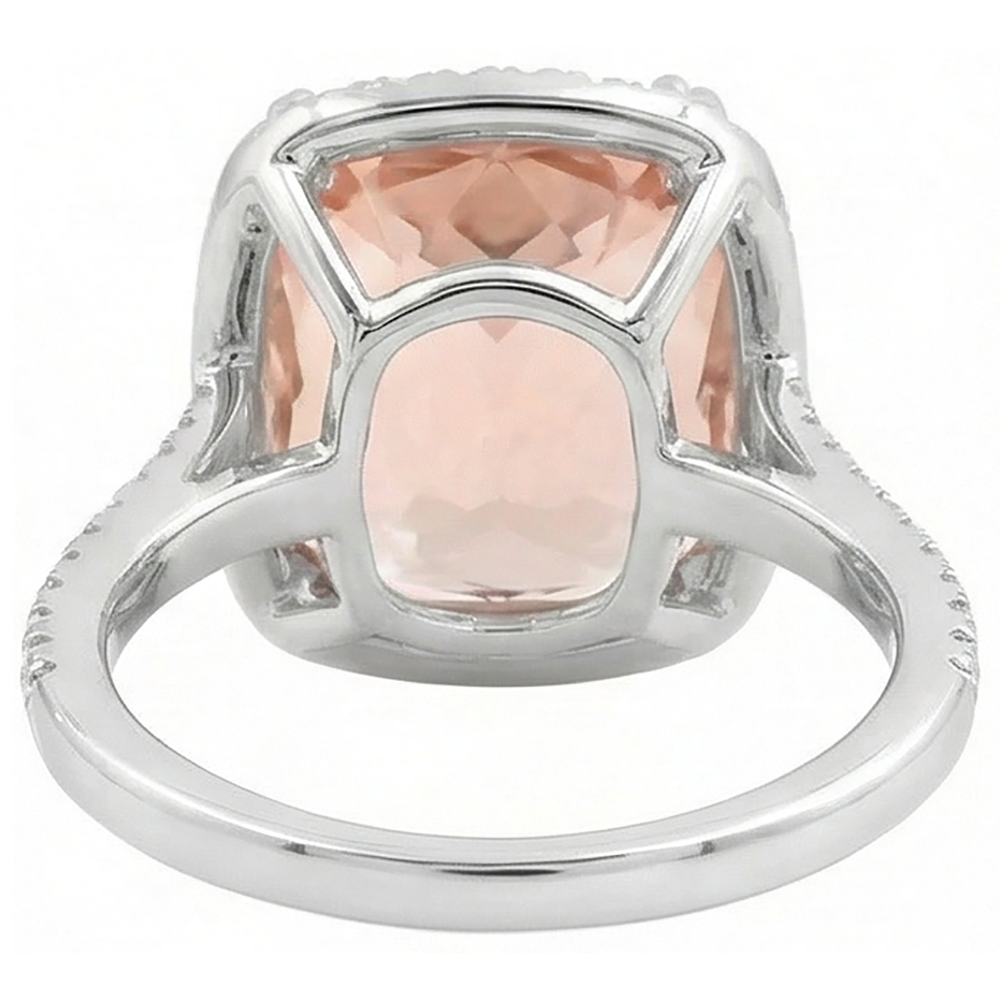 echter round morganit 23.05Karat ring mit Diamantbesatz