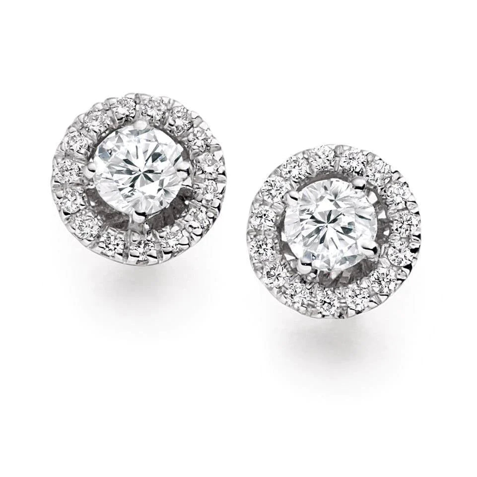 2,3 Karat Echt Diamanten Lady Studs Halo Ohrringe Weißgold 14K