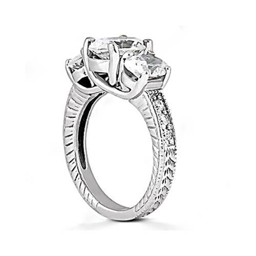 2,31 Karat Drei-Stein-Echt Hochzeitsdiamant-Ring im Vintage-Stil Neu
