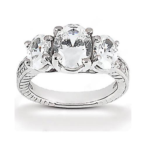 2,31 Karat Drei-Stein-Echt Hochzeitsdiamant-Ring im Vintage-Stil Neu