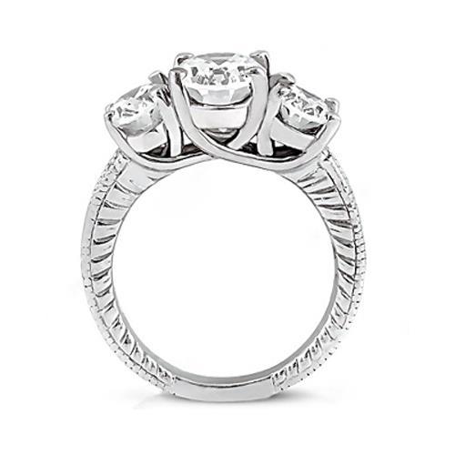 2,31 Karat Drei-Stein-Echt Hochzeitsdiamant-Ring im Vintage-Stil Neu