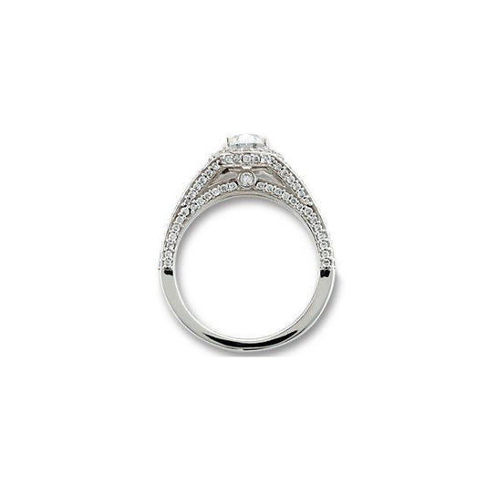 2,35 Karat Oval Halo Echt Diamant Jubiläumsring Split Shank Weißgold 14K