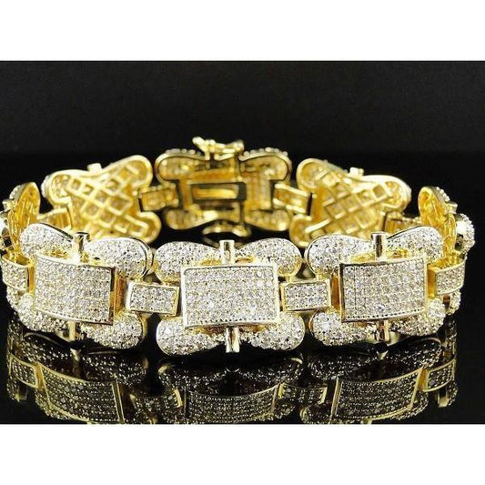 24 Karat Natürliche Diamantarmband Herren Gelbgold Schmuck Neu