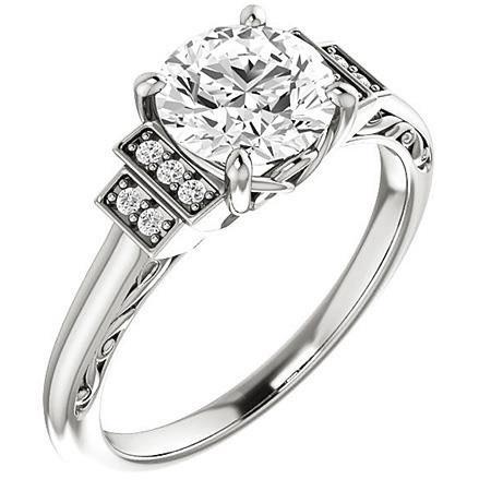 2,40 ct Wunderschöner Echt Diamant Ehering mit Akzent Weißgold