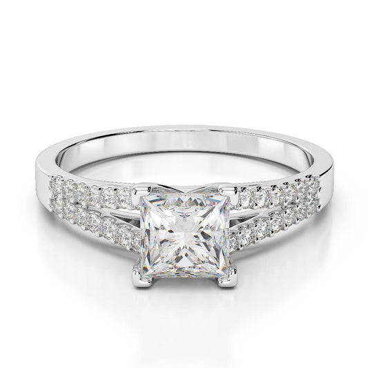 2,45 ct Princess & Runden Cut Natürliche Diamants Ehering Split Shank