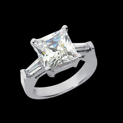 2,45 ct. Princess & Baguette Echt Diamants Trauring mit drei Steinen