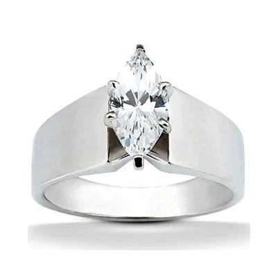 2,5 ct Marquise-Echt-Diamant-Ring mit dickem Schaft