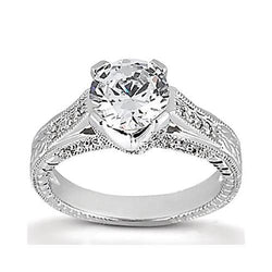 2,50 Karat runder Aus der Erde Abgebauter Natürlicher Diamant-Verlobungsring Milgrain im Vintage-Stil, natürlich