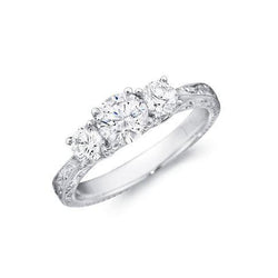 14K Weißgold Jubiläumsband Diamant Drei-Stein-Ring 2,50 Karat