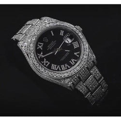 25 Karat schwarzes individuelles Diamantzifferblatt Datejust Rolex Herrenuhr
